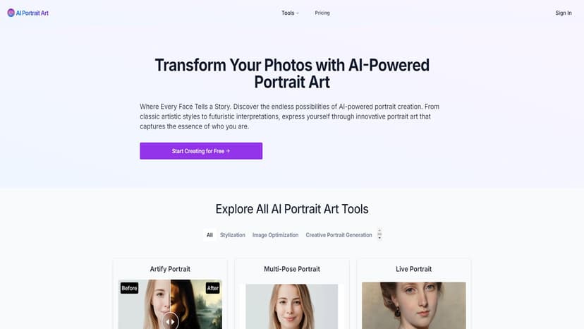 AI Portrait Generator - 通过上传清晰面部照片，描述所需风格，快速生成专业级AI肖像。