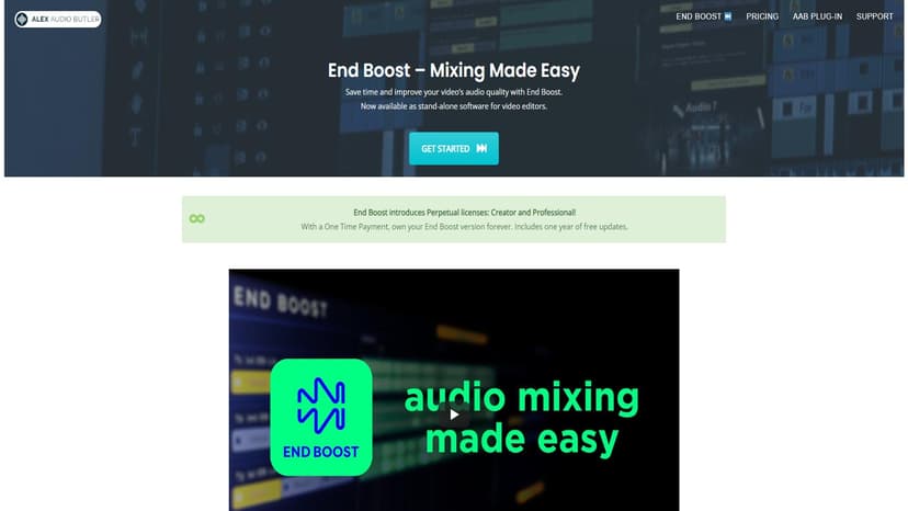 End Boost - End Boost 是一款自动音频混音工具，通过AI算法优化视频中的语音、音乐和音效。