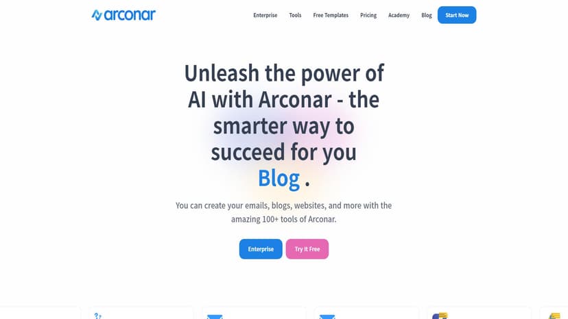 Arconar - Arconar提供100多种工具，帮助用户轻松创建电子邮件、博客、网站等内容，并管理社交媒体日历。