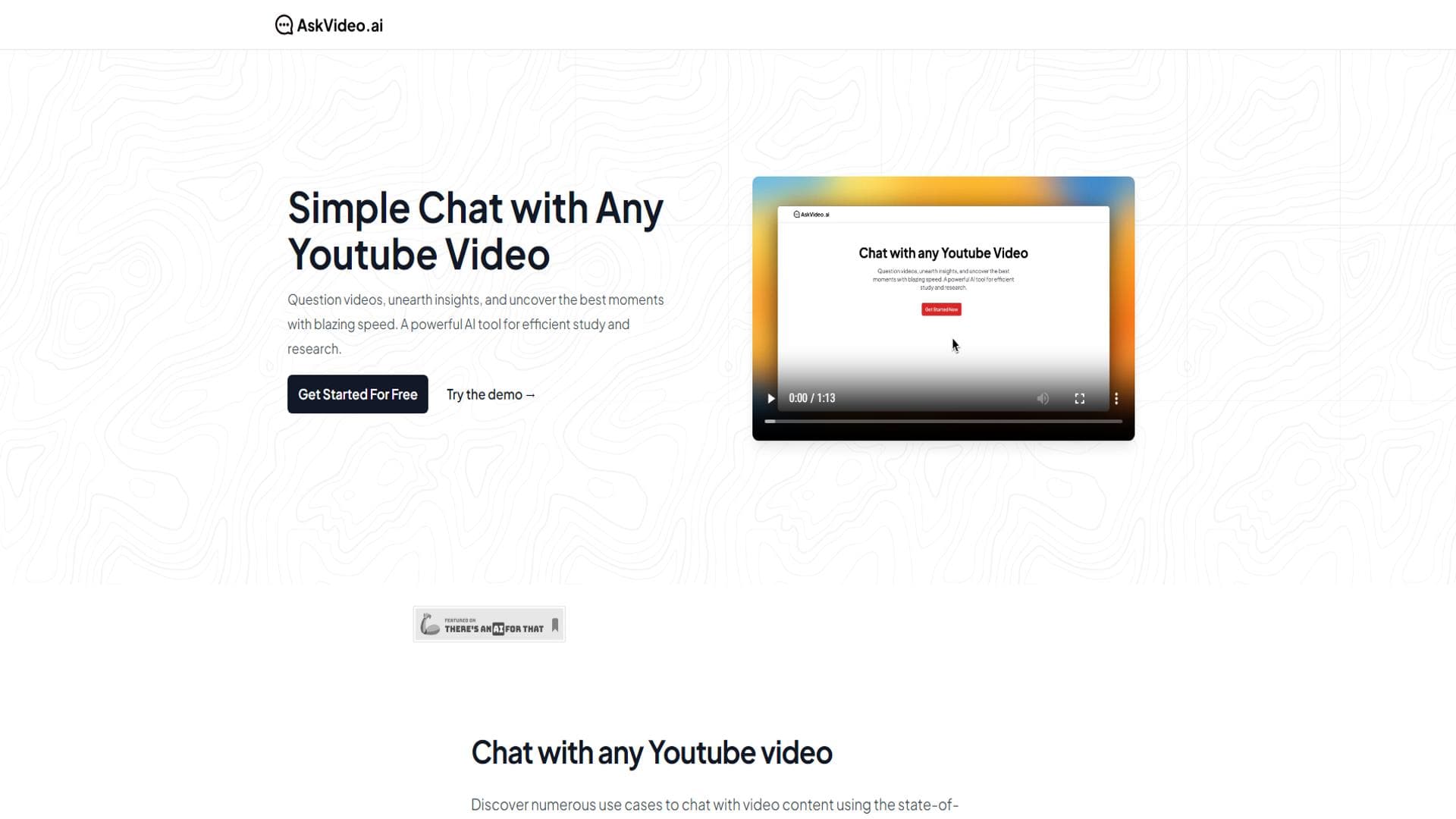 AskVideo.ai | 与任何 Youtube 视频进行聊天。