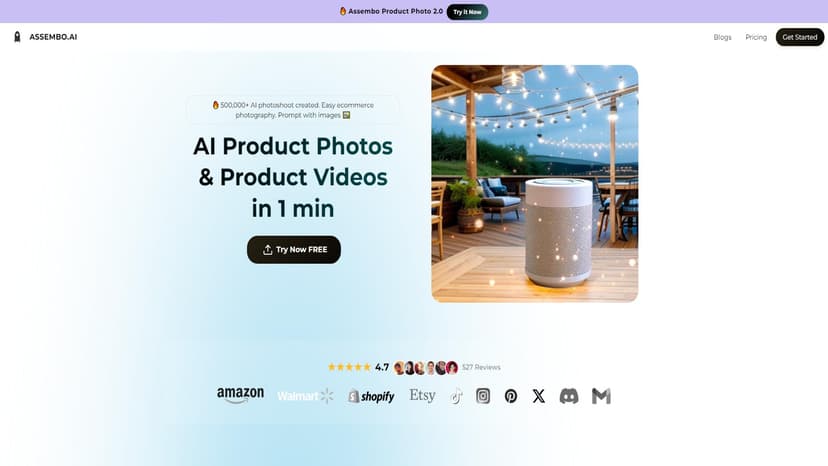 Assembo.ai - 使用Assembo.ai即可在短时间内拍摄高品质的产品照片和视频，适用于Shopify、Amazon、TikTok等平台。