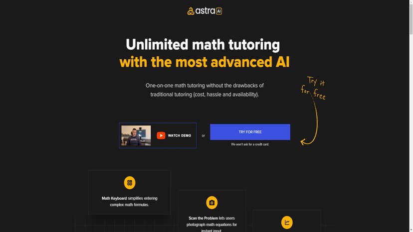 Astra AI - Astra AI 提供一对一数学辅导，无需信用卡，简化复杂数学公式输入。