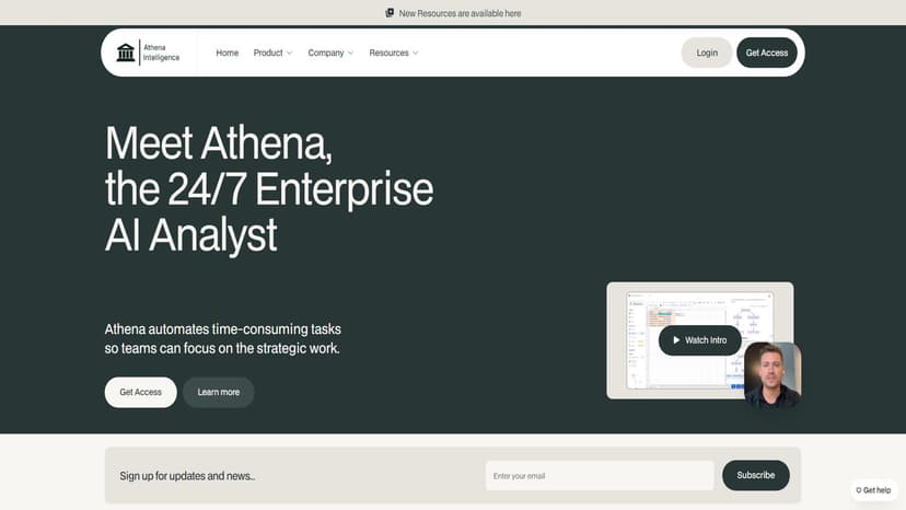 Athena Intelligence - Athena是首个AI数据分析师，协助并接管繁重任务，让分析师专注于战略工作。