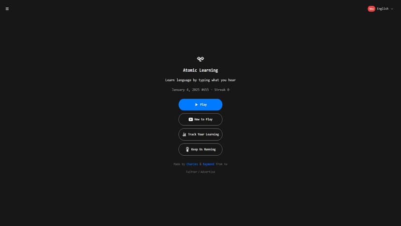 Atomic Learning - 每日一分钟，AI随机生成语音挑战，简单易学的语言学习工具。