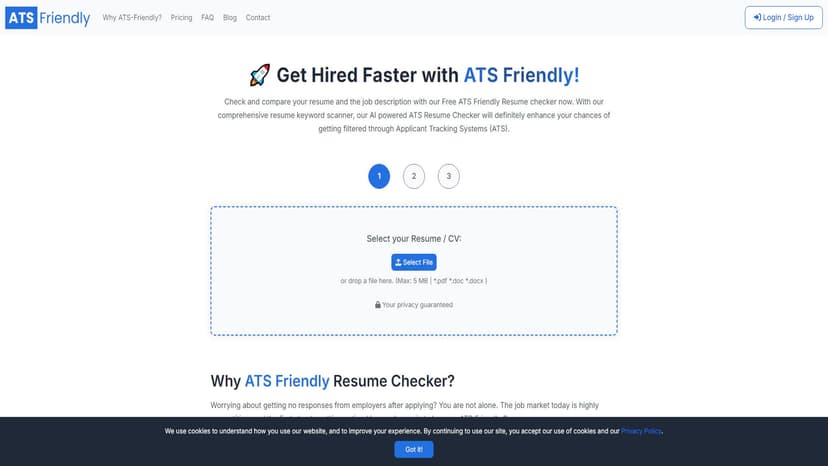 ATSFriendly.com - 快速检测简历兼容性。
