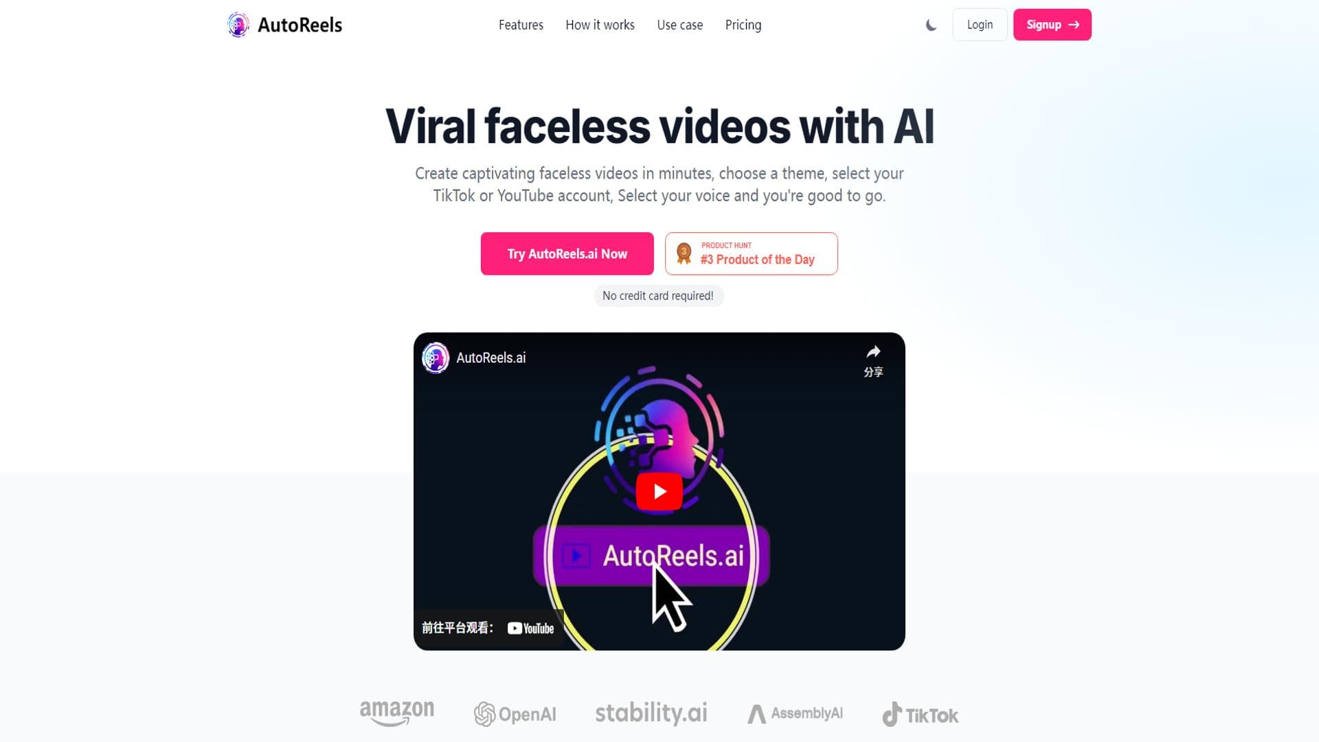 AutoReels.ai：创造无脸视频和AI生成的短片或小视频以满足 TikTok、YouTube 等平台需求。