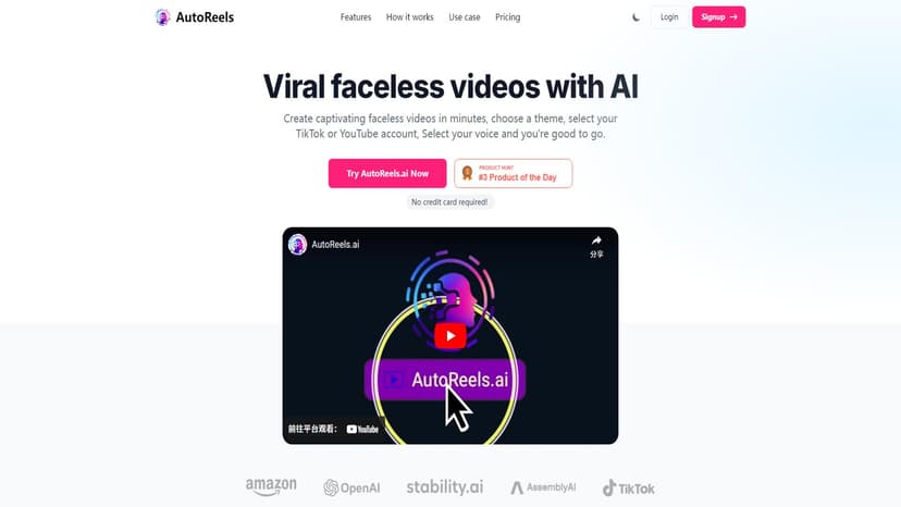 AutoReels.ai - 使用 AutoReels.ai，您可以轻松地创建无脸视频并通过自定义风格、声音和音乐来自动化内容创建。立即开始！
