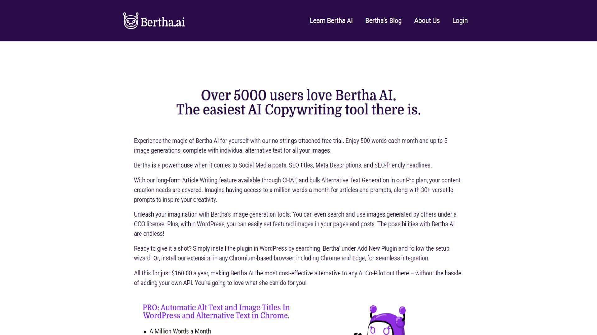 Bertha AI - WordPress和Chrome的智能写作解决方案