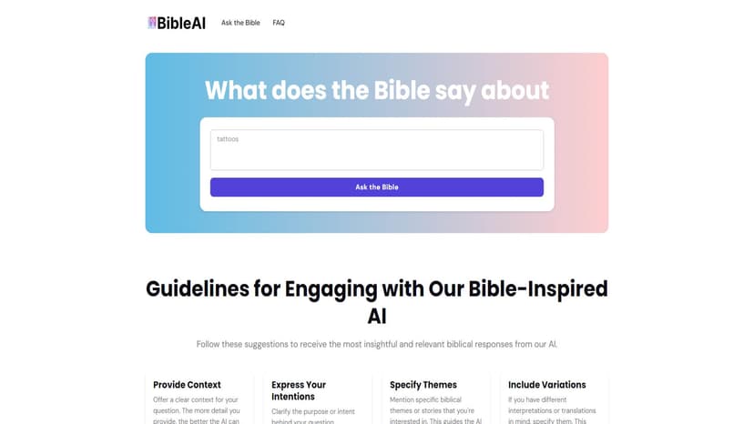 Ask the Bible - 通过AI技术，快速获取圣经相关问题的准确答案。