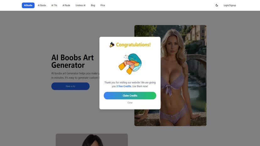 AI Boobs Art Generator - 使用人工智能技术生成个性化的乳房艺术图像，只需几分钟即可获得自定义的胸部设计。