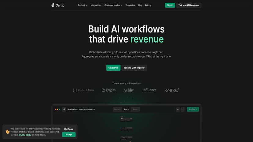 Cargo - “集成营销工作流，提高收益” —— Cargo，企业营销运营的必备工具。