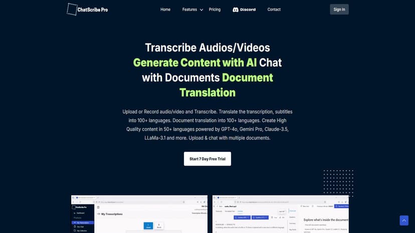 ChatScribe Pro - ChatScribe Pro 是一款生成式AI驱动的转录、翻译、AI内容生成和聊天服务。