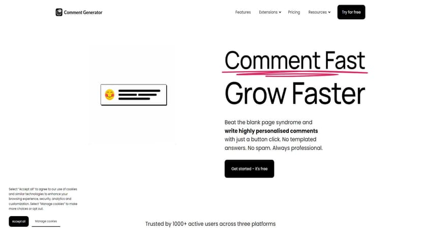 Comment Generator - 快速生成真实评论，助力社交媒体增长。