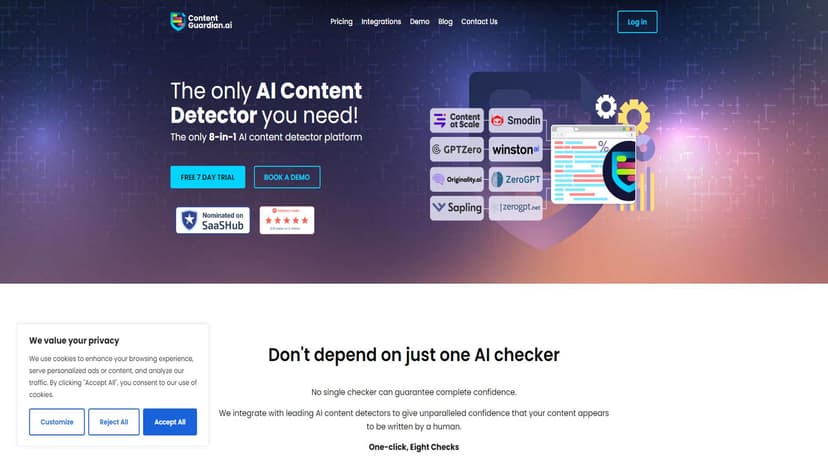 Content Guardian - Content Guardian是全球唯一的8合1 AI内容检测平台，确保您的内容看起来像人类撰写。