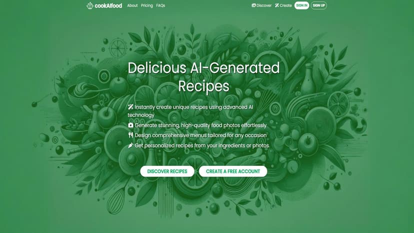 cookAIfood - 使用AI创建独特的食谱，设计菜单、生成食品图片、计算配料和查找附近餐厅。