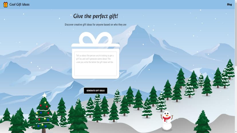 Cool Gift Ideas - Cool Gift Ideas 是一个无需注册的AI礼物建议工具，帮助用户为任何场合找到个性化的独特礼物。