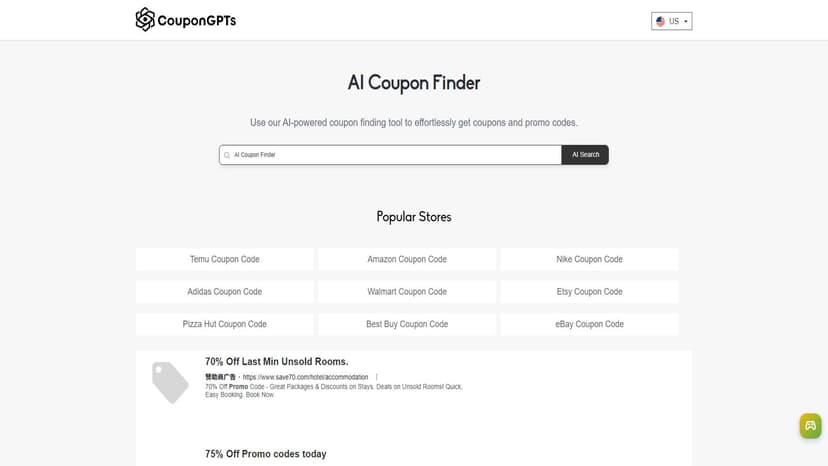 CouponGPTs - CouponGPTs是一款基于人工智能的优惠券查找工具，可以帮助用户轻松获取各种在线商店的新鲜优惠码和折扣。使用CouponGPTs，您可以更聪明、更快地节省开支。