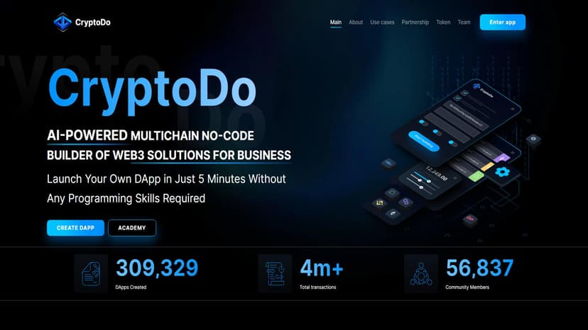 CryptoDo - CryptoDo是一款无需编程技能即可在5分钟内构建已验证智能合约的工具。