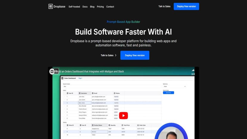 Dropbase AI - Dropbase AI是一个基于提示的开发者平台，用于快速构建Web应用和自动化软件。