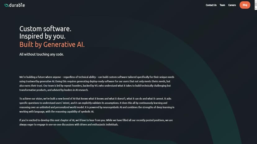 Durable AI - 自动生成定制软件，无需编程。