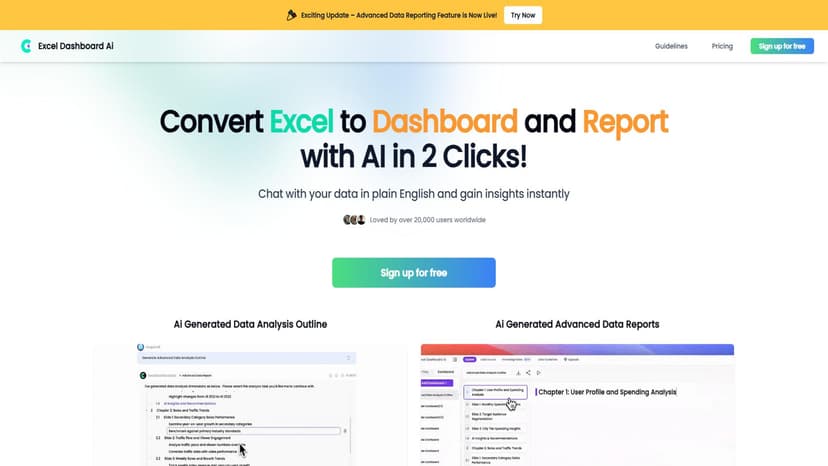 ExcelDashboard AI - ExcelDashboard AI 是一款强大的数据助手，能即时将Excel文件转换为数据仪表盘和分析报告。
