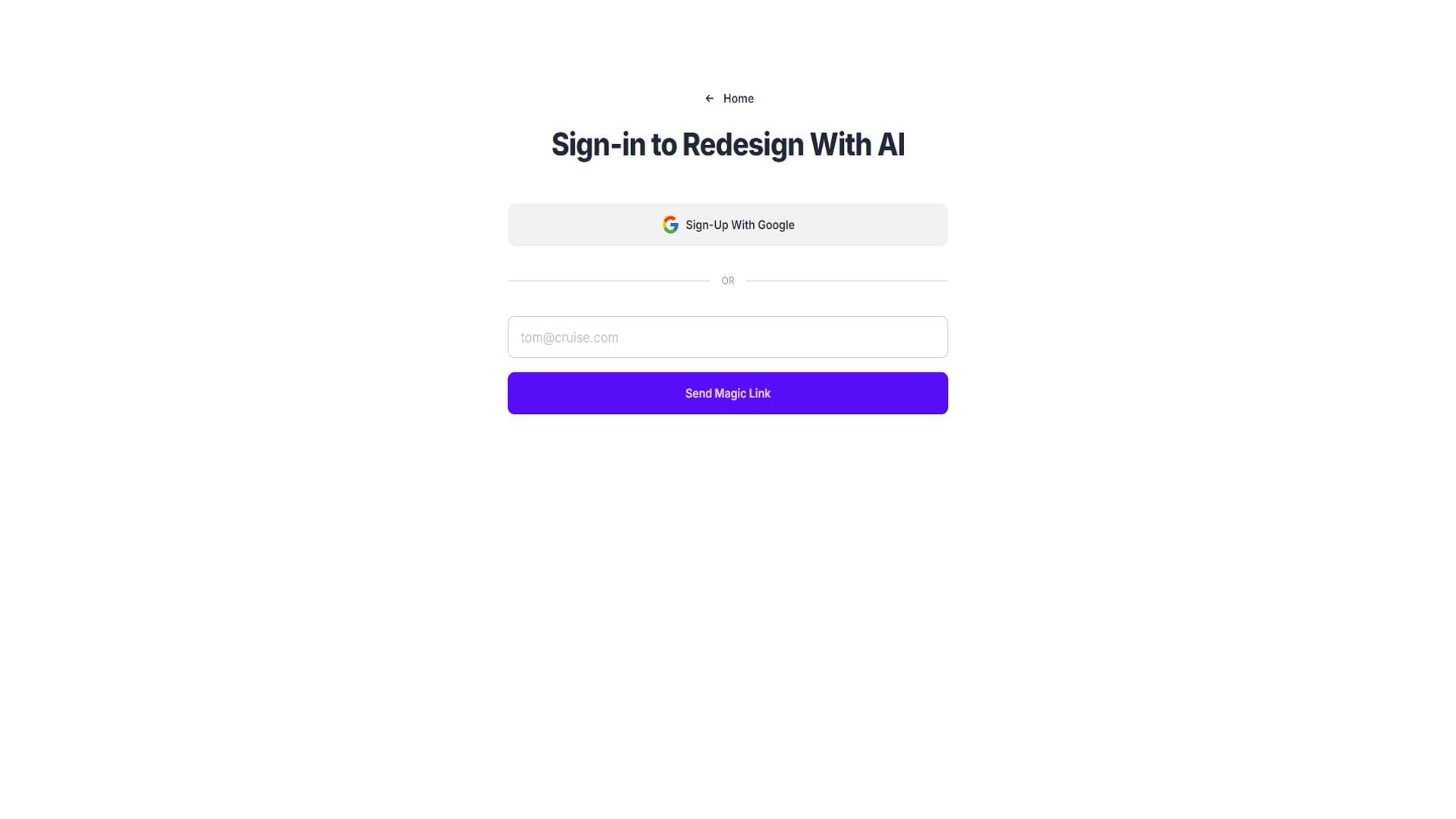 Sign-in to Redesign With AI