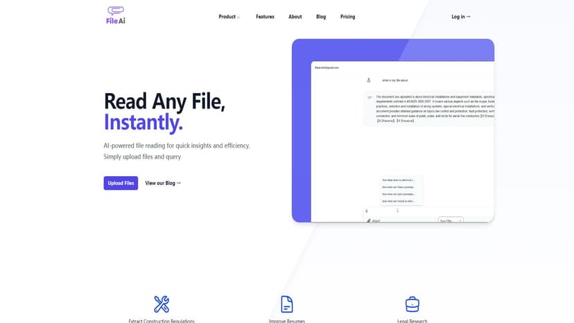 File AI - File AI是一款自动化文档分析与数据提取工具，适用于金融、研究、法律等多个领域。
