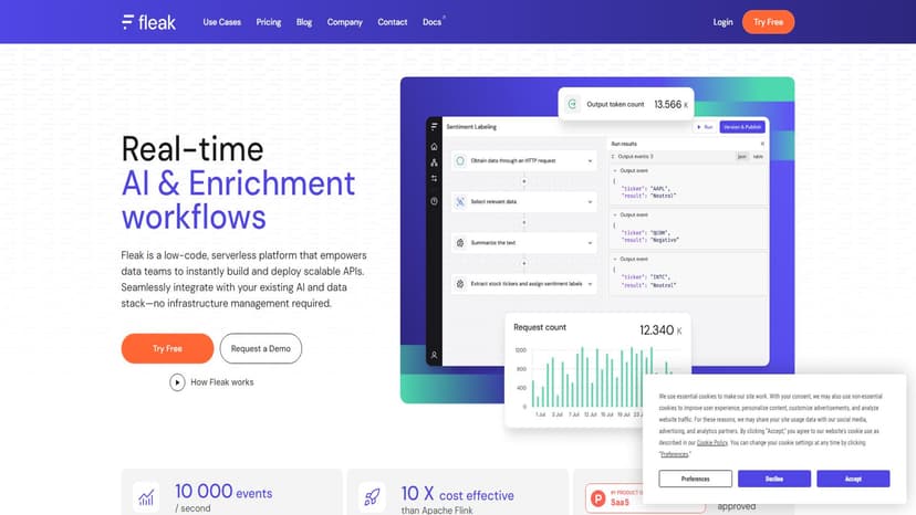 Fleak AI Workflows - Fleak AI Workflows 提供快速数据摄入与转换，一键部署，实时监控数据准确性与成本。