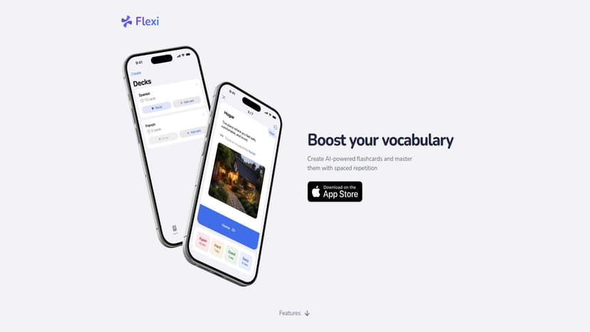 Flexi - Flexi提供AI驱动的学习卡片和间隔重复系统，支持多语言学习。