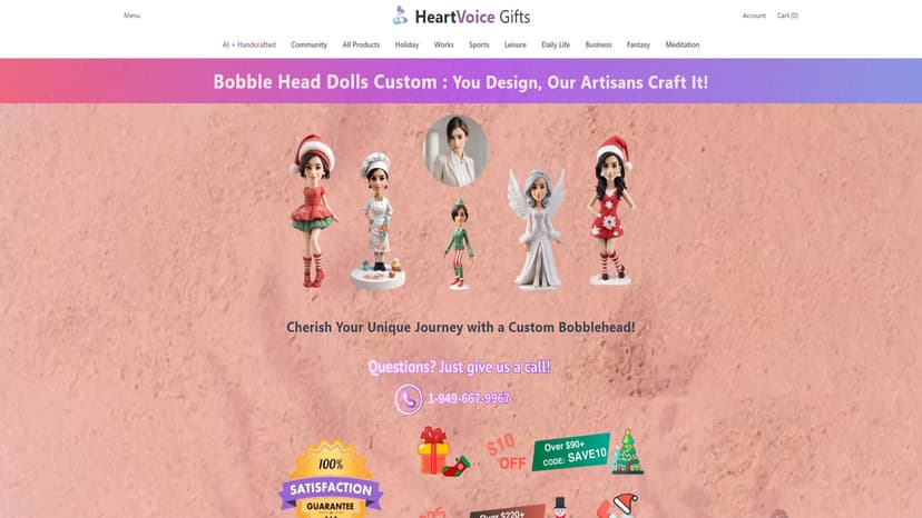 HeartVoice Gifts - HeartVoice Gifts提供个性化AI设计的摇头娃娃，结合尖端技术与手工艺术，完美捕捉个性。