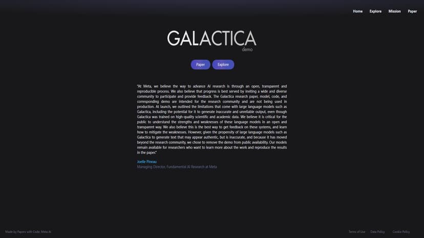 Galactica - Galactica Demo展示强大的核心功能。