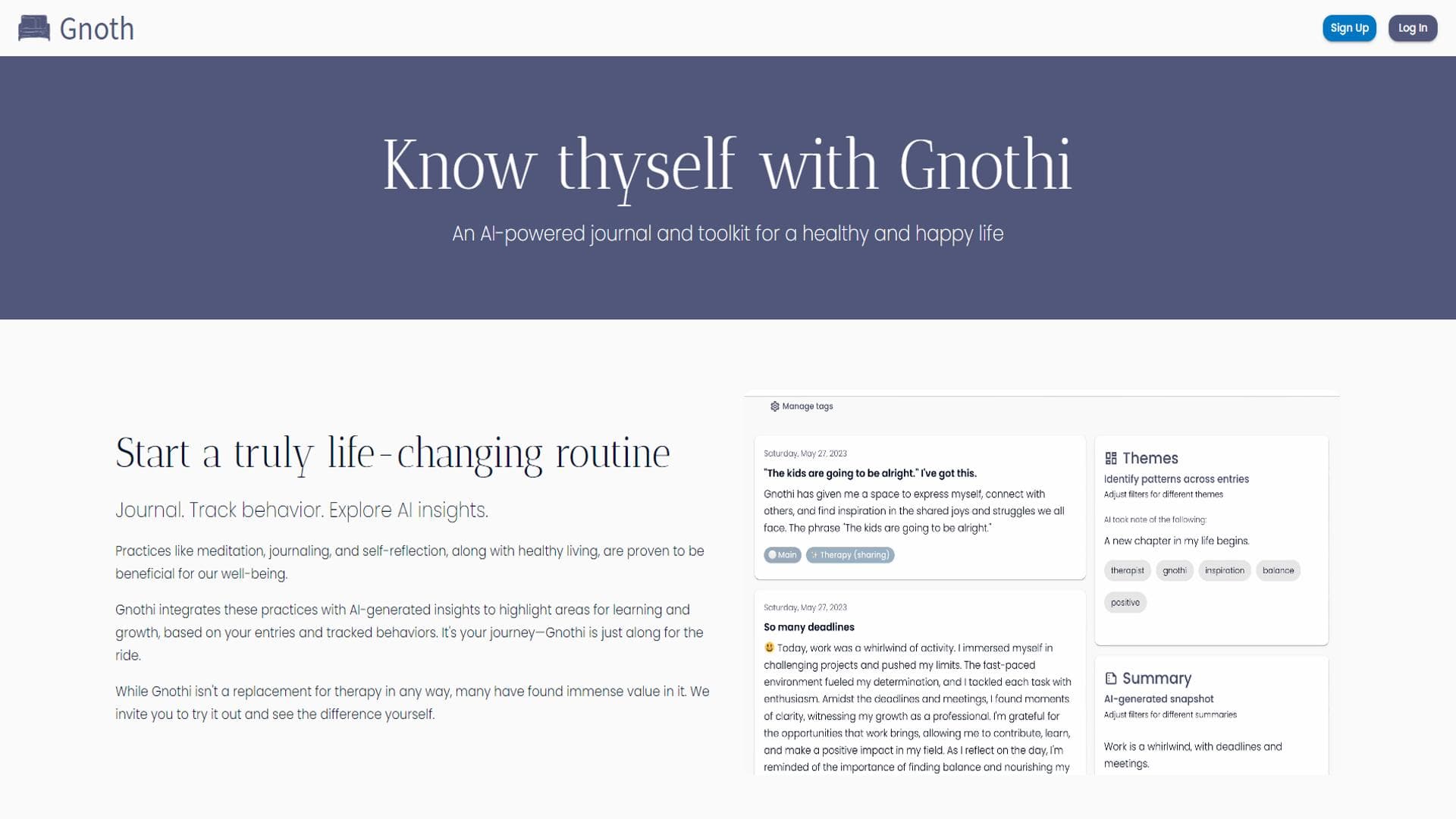 Gnothi：使用AI提供洞察与资源的期刊