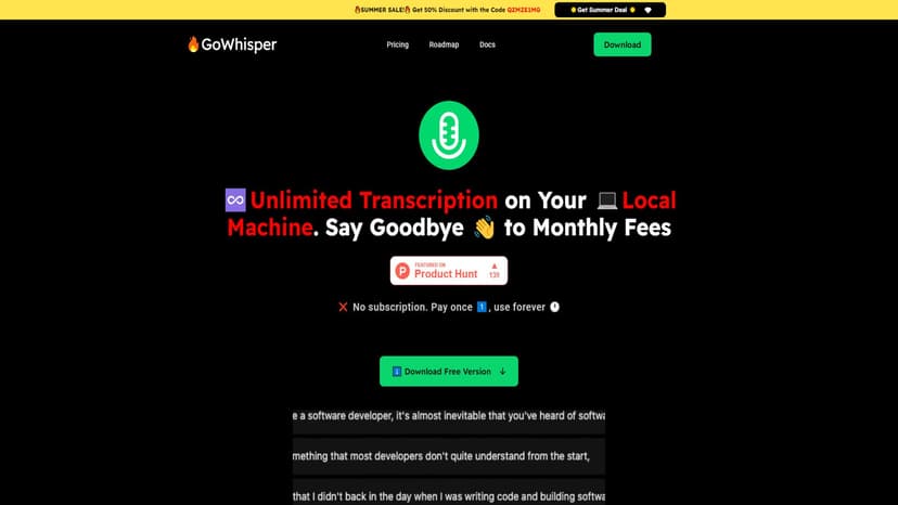 GoWhisper - GoWhisper是一款注重隐私的跨平台桌面应用，提供安全便捷的音频转录服务。