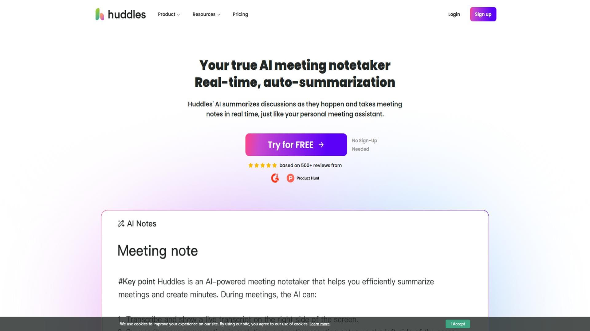 Huddles.App丨Ai-Powered Meeting Note for Collaborative Teams.