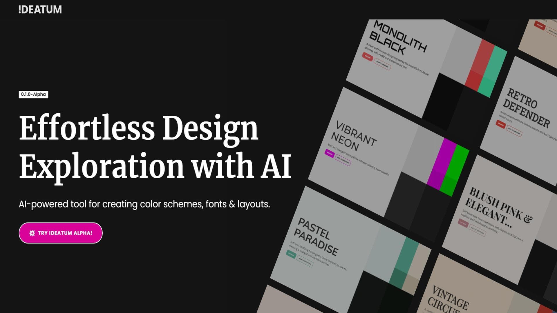 生成自定义配色方案和字体配对 | ideatum.ai