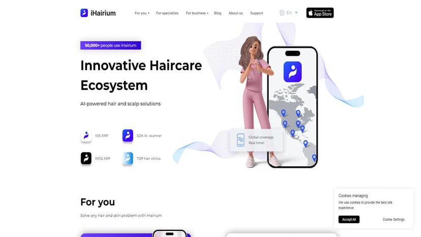 iHairium - iHairium通过AI诊断、在线咨询和护理支持，帮助用户解决脱发和秃顶问题。