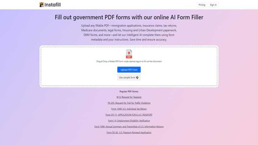 Instafill - 快速准确填写PDF表单，简化文书工作。