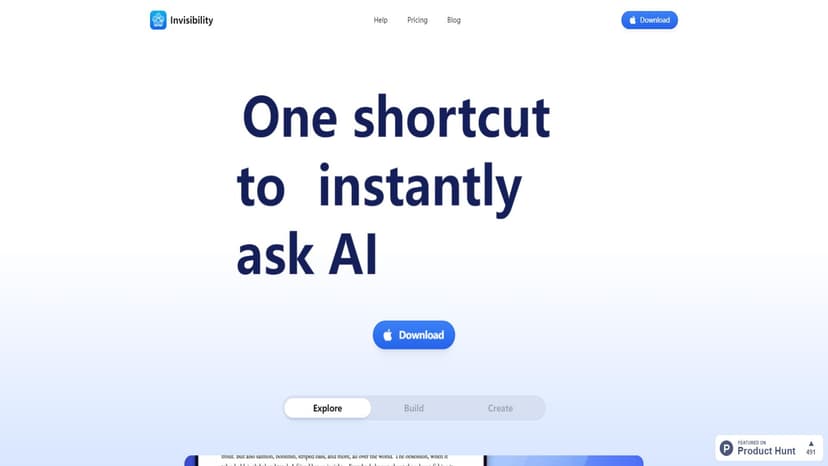Invisibility - Invisibility是一款将最佳LLMS集成到MacOS中的隐形AI工具，适用于任何应用程序。