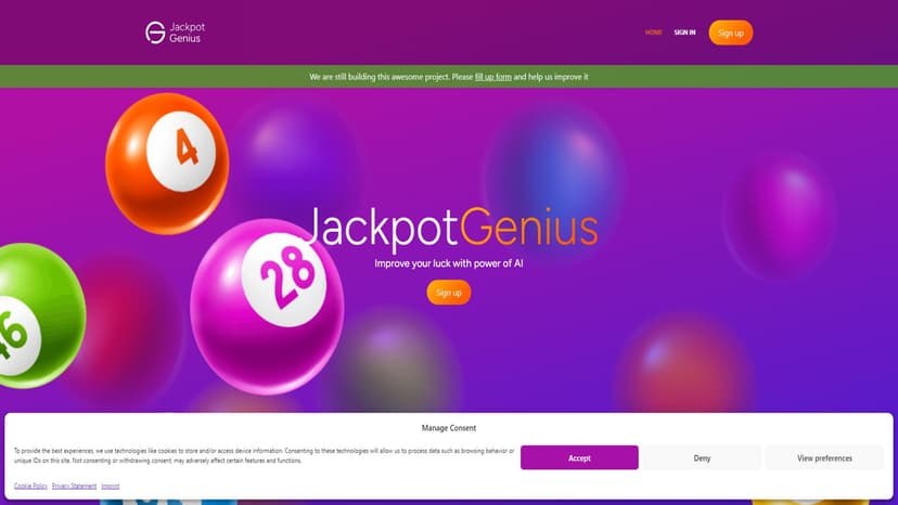 Jackpot Genius - 基于历史数据分析和高级算法的AI彩票号码生成器，提升中奖机会。