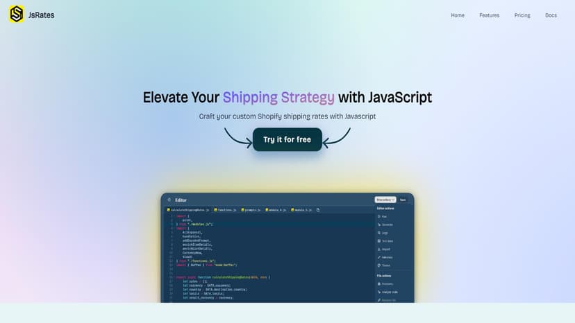 JsRates - JsRates是一款多功能的Shopify应用，通过JavaScript定制运费，提升电商体验。