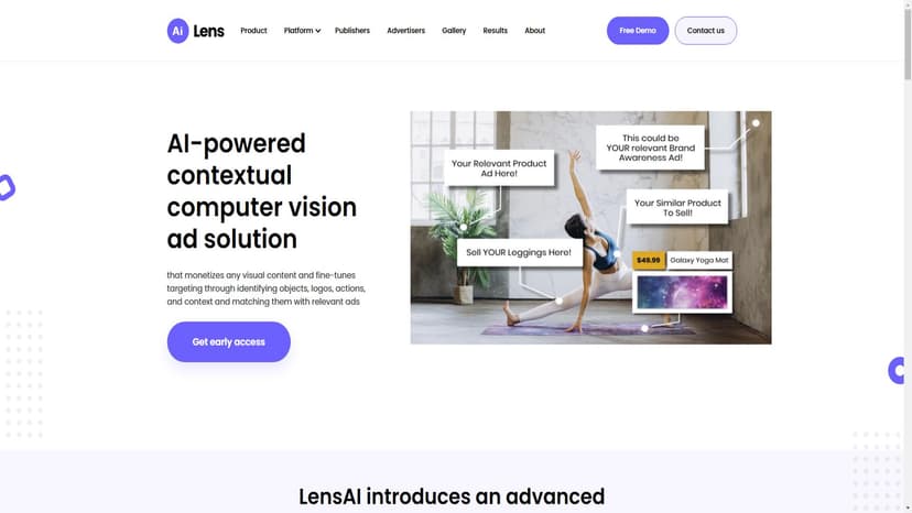 LensAI - LensAI是一款基于人工智能的广告平台，通过视频和图像分析将广告直接嵌入到对象中。
