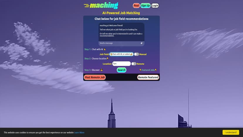 maching.ai - AI-Powered Job Matching - 这是一款AI驱动的职位匹配工具，高效精准匹配人才与职位。