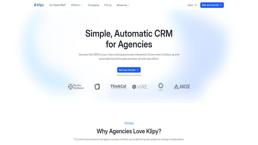 Klipy - Klipy是一款AI驱动的CRM工具，自动捕捉互动、跟踪机会并管理跟进。