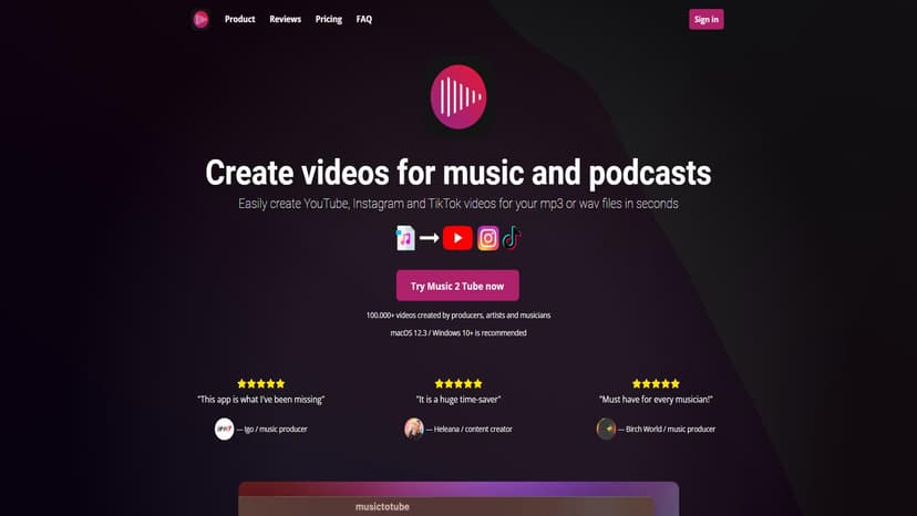 Music 2 Tube - Music 2 Tube 是一款简单快速的工具，可将音频文件转换为高质量视频并上传至YouTube。