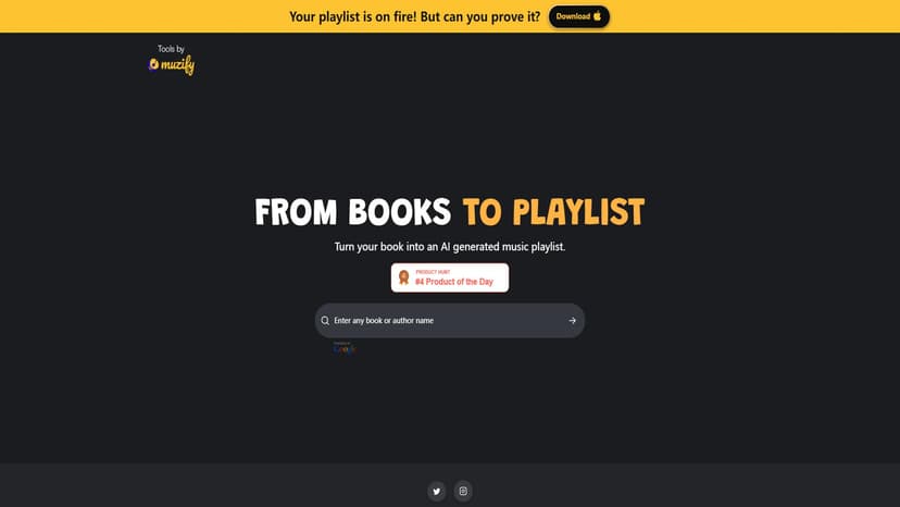 Muzify - Muzify利用AI技术，将你阅读的书籍转化为个性化的音乐播放列表。