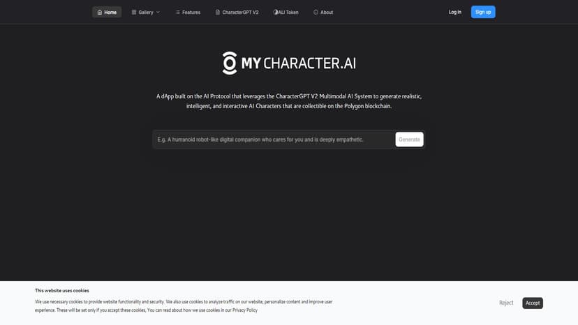 MyCharacter.ai - 使用AI生成可交互角色，区块链收藏。