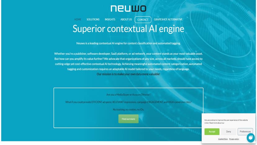 Neuwo - Neuwo.ai为出版商、广告代理商和品牌提供先进的语境AI解决方案，推动智能洞察、个性化互动和优化的广告定位。