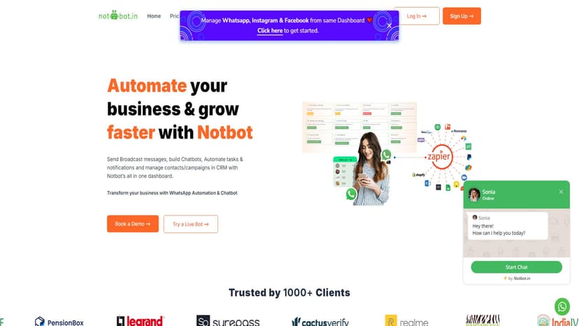 Notbot - Notbot是一款集广播消息、聊天机器人、任务自动化和CRM管理于一体的WhatsApp自动化工具。