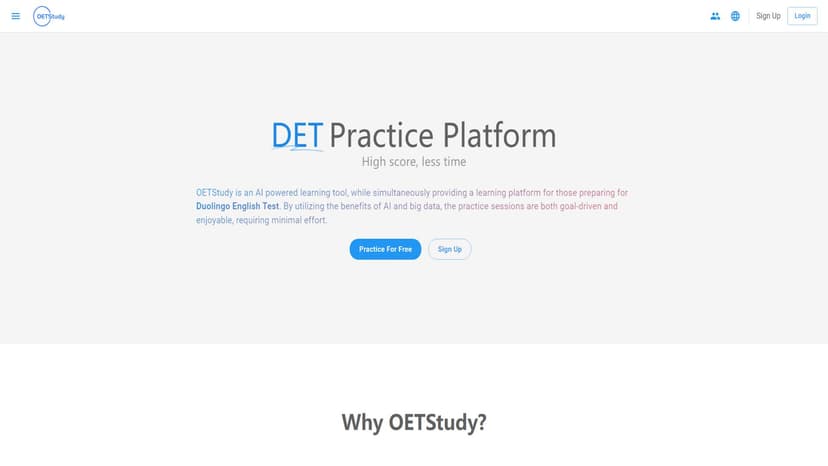 OETStudy - OETStudy提供最佳的在线模拟测试，帮助用户高效备考DET，提升考试成绩。