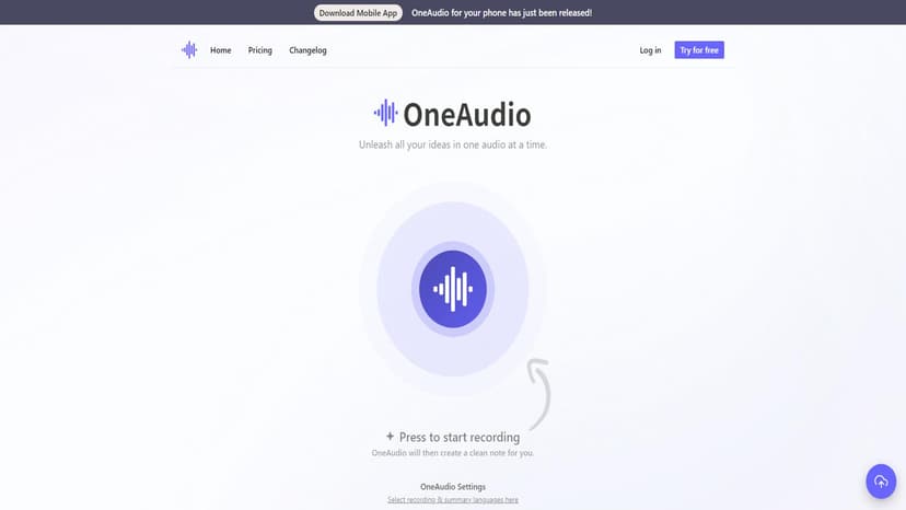 OneAudio - OneAudio 将您的想法转换为整洁、易读且结构化的笔记。